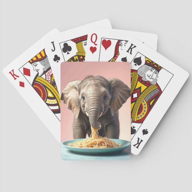 Jeu De Cartes Bébé mignon Eléphant Manger Spaghetti (dos)