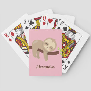 Jeu De Cartes Bébé mignon Sloth Kawaii Illustration animal rose