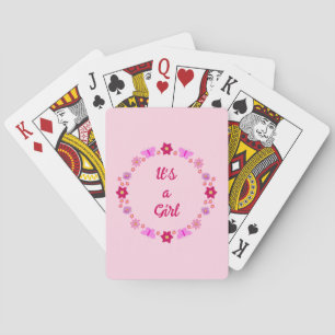 Jeu De Cartes Bébé rose Papillons et fleurs personnalisés