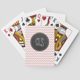 Jeu De Cartes Bébé rose, rayures Chevron Rose clair; Chalk
