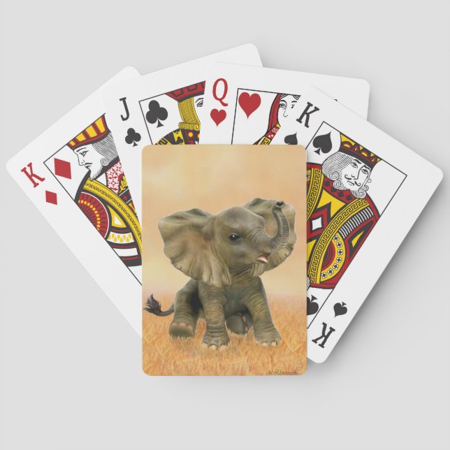 Jeu De Cartes Bel éléphant africain de bébé (dos)