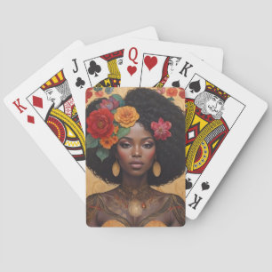 Jeu De Cartes Belle Africaine Américaine Avec Fleurs