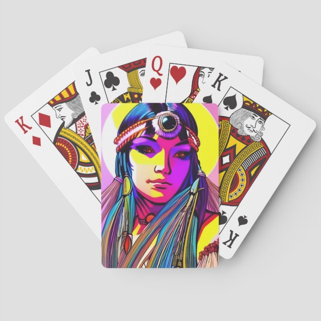 Jeu De Cartes Belle Américaine Autochtone. Nom modifiable. (dos)