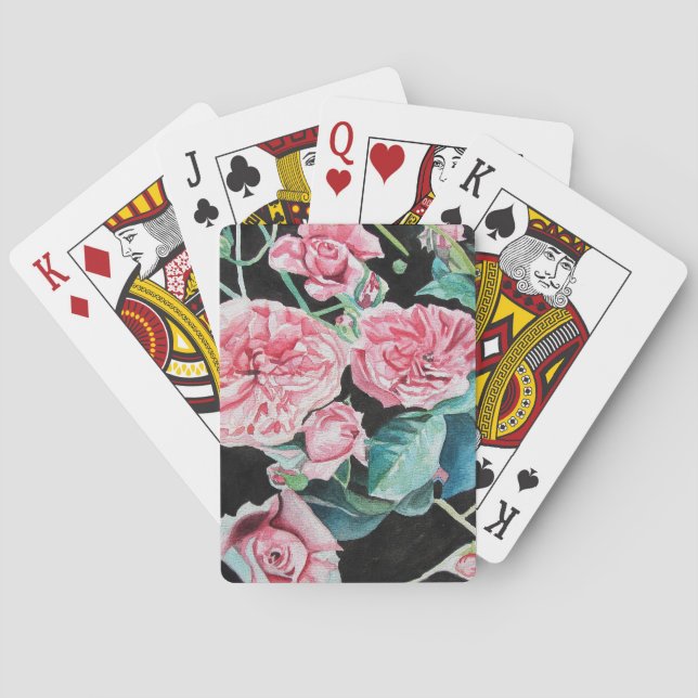 Jeu De Cartes Belle Ancienne Roses Rose Jouer Cartes Ensemble (dos)