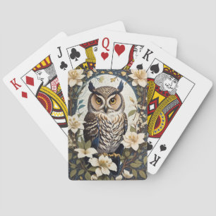 Jeu De Cartes Belle Chouette Et Fleurs De Jasmin