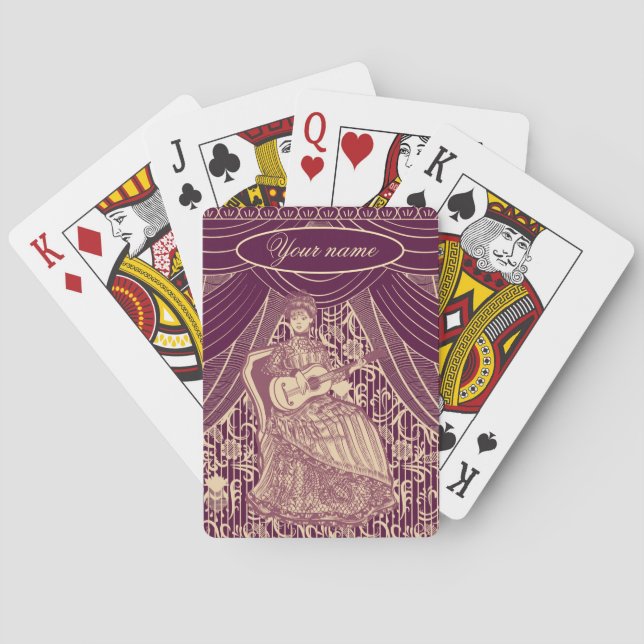 Jeu De Cartes Belle dame avec guitare (dos)