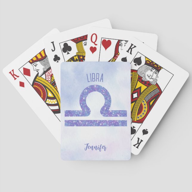 Jeu De Cartes Belle Libra Astrologie Signe Personnalisé Violet (dos)