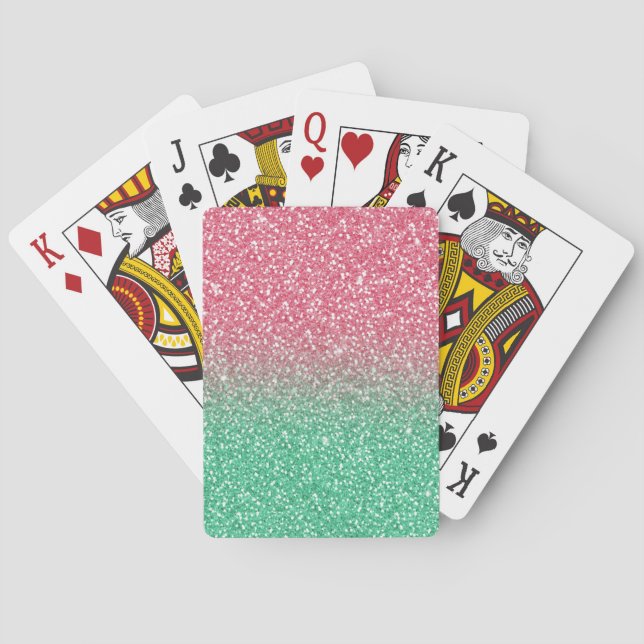 Jeu De Cartes Belle parties scintillant verte tendance girly tre (dos)