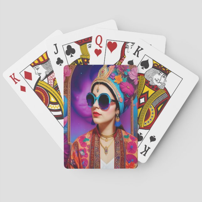 Jeu De Cartes Belle princesse avec lunettes de soleil (dos)