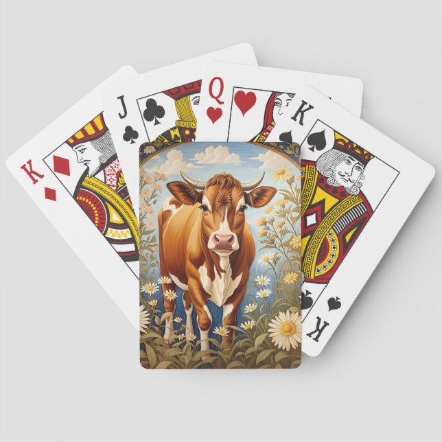 Jeu De Cartes Belle vache Jersey dans le champ de marguerite Vin (dos)