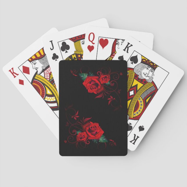 Jeu De Cartes Belles cartes de jeu de rose rouge (dos)