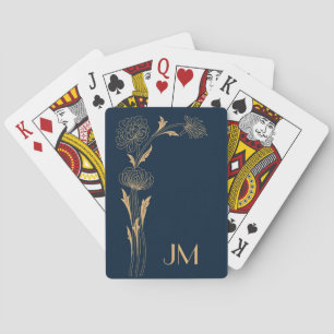 Jeu De Cartes Belles fleurs or Art Déco