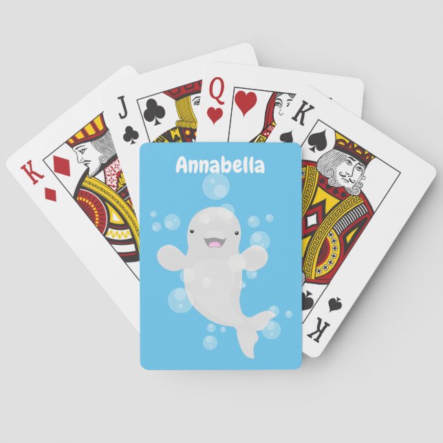 Jeu De Cartes Béluga mignon bulles dessin de dessin animé (dos)
