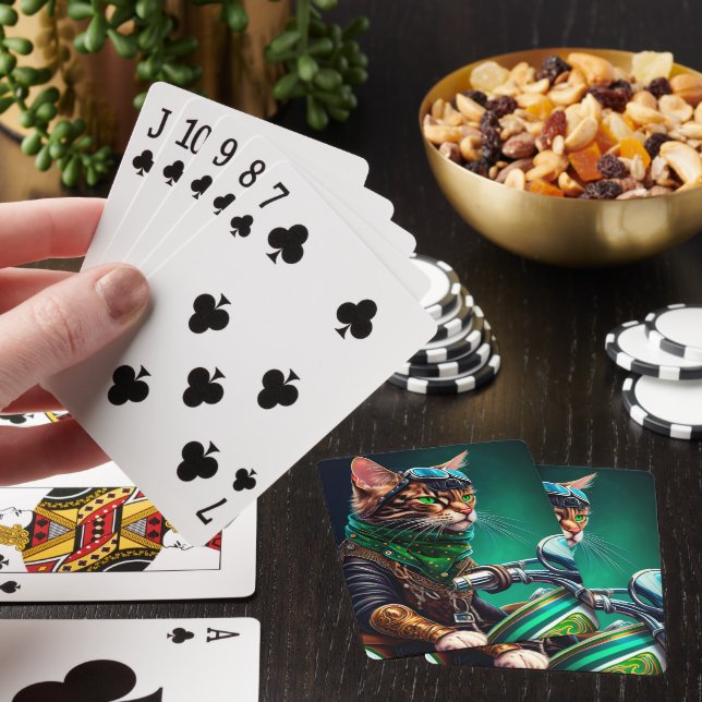 Jeu De Cartes Bengal Chat conduire vélo St. Patrick's Day (In Situ)