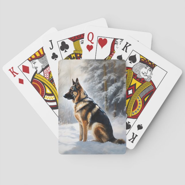 Jeu De Cartes Berger Allemand Laisser Neige Noël (dos)