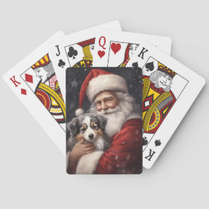 Jeu De Cartes Berger australien avec Noël du Père Noël