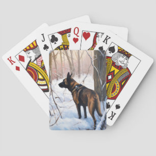Jeu De Cartes Berger belge Malinois laisse tomber la neige de No