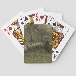 Jeu De Cartes Bergère avec un troupeau des moutons, mauve