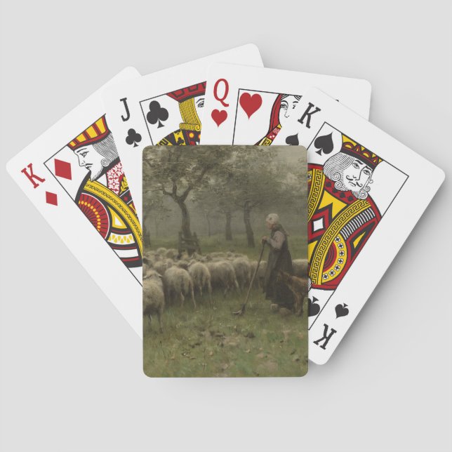 Jeu De Cartes Bergère avec un troupeau des moutons, mauve (dos)