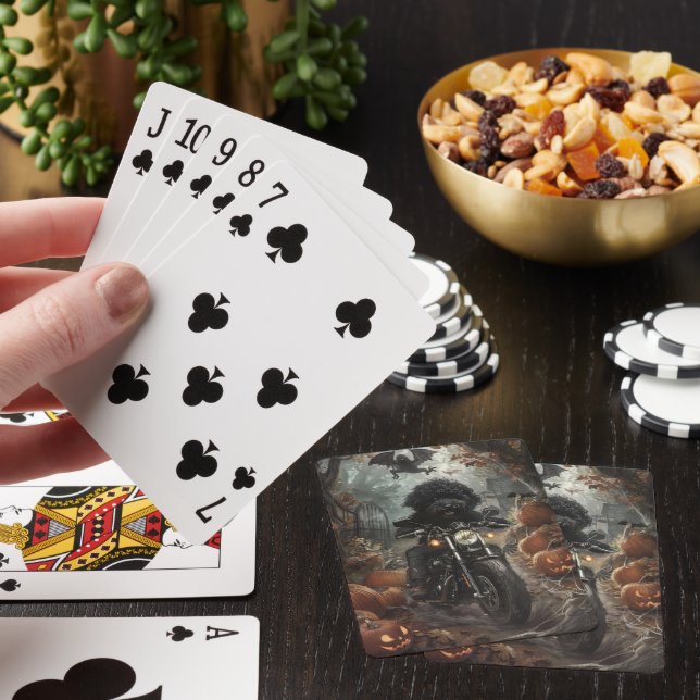 Jeu De Cartes Bernedoodle Riding Moto Halloween effrayant (In Situ)