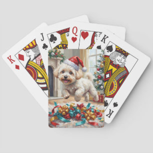 Jeu De Cartes Bichon Frise Fluffy Chien Joyeux Noël