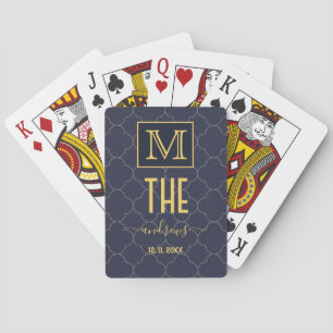 Jeu De Cartes Bicyclette en or bleu marine personnalisée Jouer d