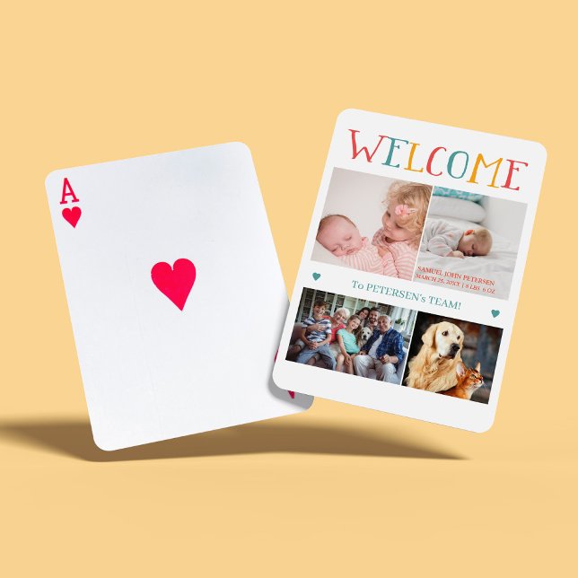 Jeu De Cartes BIENVENUE nouveau bébé naissance personnalisée pho (Créateur téléchargé)
