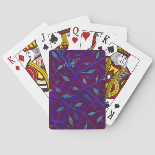Jeu De Cartes Bijou de Bourgogne foncé Monogramme de feuillage