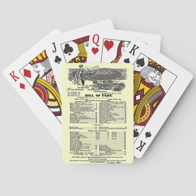Jeu De Cartes "Bill of Fare 1889" (dos)