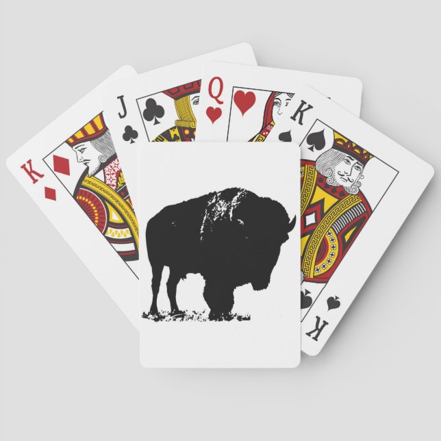Jeu De Cartes Bison de bison noir et blanc Pop Art (dos)