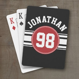 Jeu De Cartes Black and Red Sports Jersey Nom personnalisé Numér
