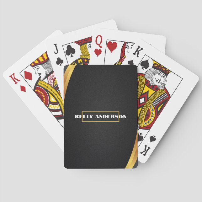Jeu De Cartes Black & Gold Abstract Design with Custom Text (dos)