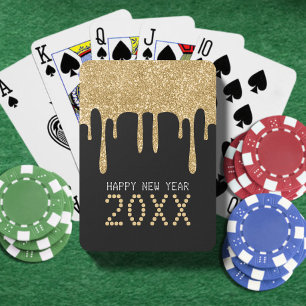 Jeu De Cartes Black & Gold Parties scintillant Drip Bonne année 