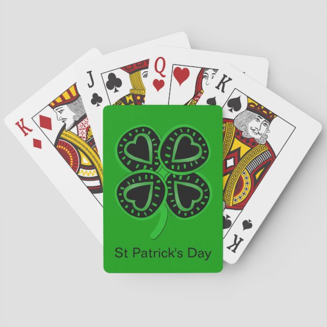 Jeu De Cartes Black Green Clover Heart St Patrick Green P Cartes (dos)