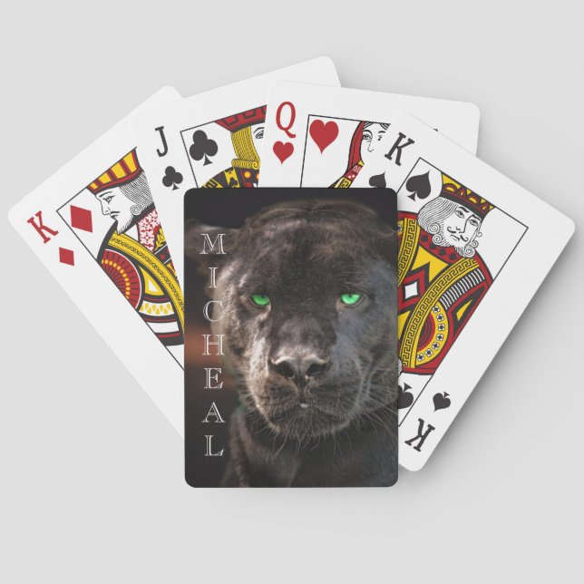 Jeu De Cartes Black Leopard Big Cat Nom personnalisé (dos)