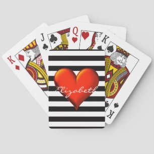 Jeu De Cartes Black Wht Horiz Bande Rouge Métallurgique Monogram