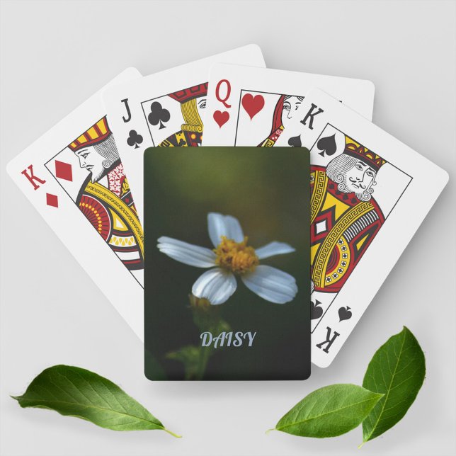 Jeu De Cartes Blanc marguerite foncé vert floral photo (Créateur téléchargé)