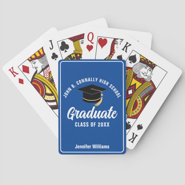 Jeu De Cartes Bleu Blanc Lycée Diplôme sur mesure (dos)