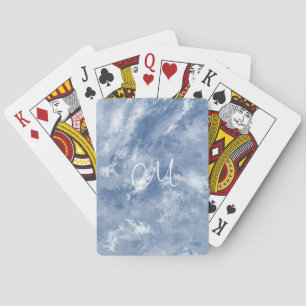 Jeu De Cartes Bleu blanc marbré Ciel Abstrait personnalisé