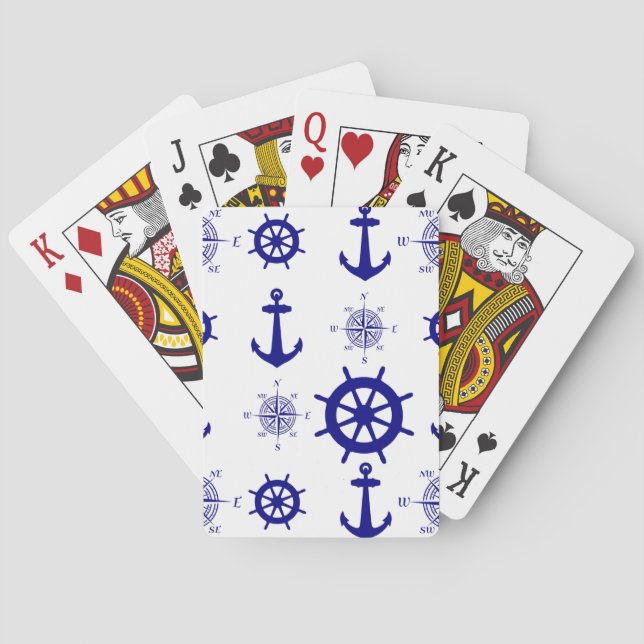 Jeu De Cartes Bleu Blanc Nautique Bateau Côtier (dos)