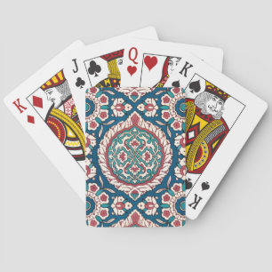 Jeu De Cartes Bleu blanc rouge Turquoise Oriental Azulejo Motif