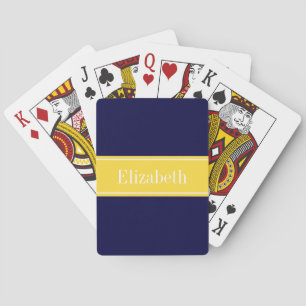 Jeu De Cartes Bleu de marine solide, ananas Nom du ruban Monogra