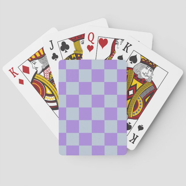 Jeu De Cartes Bleu doux et À damiers lavande (dos)
