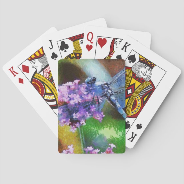Jeu De Cartes Bleu dragonfly sur Garlic Dot Art sauvage (dos)