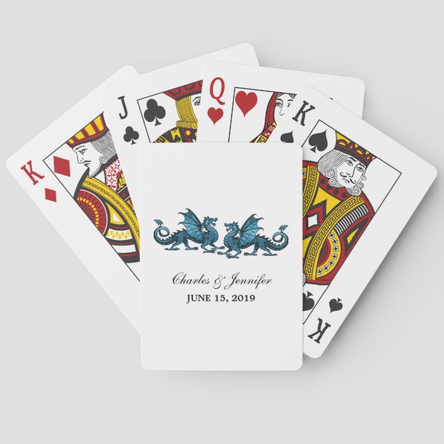 Jeu De Cartes Bleu Élégant Dragons Jouer Cartes (dos)