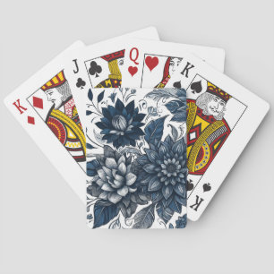 Jeu De Cartes Bleu et blanc Bohème Floral Impression