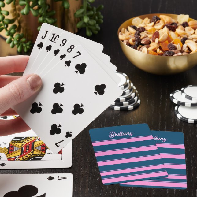 Jeu De Cartes Bleu et rose Motif  personnalisé (In Situ)