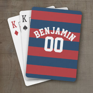 Jeu De Cartes Bleu et rouge de la Marine Rugby Numéro de nom