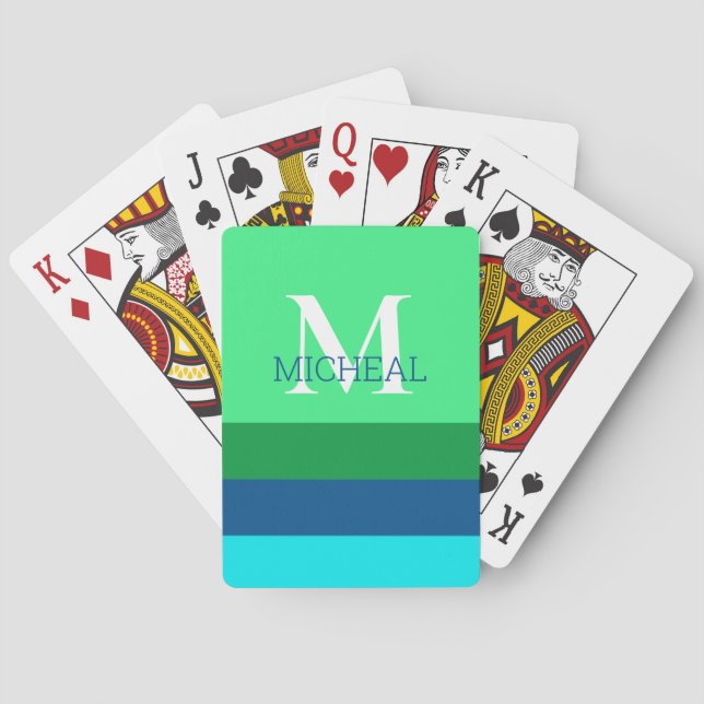 Jeu De Cartes Bleu et vert personnalisés (dos)