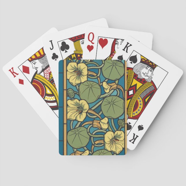 Jeu De Cartes Bleu jaune Nasturtium Fleur Nouveau Motif (dos)